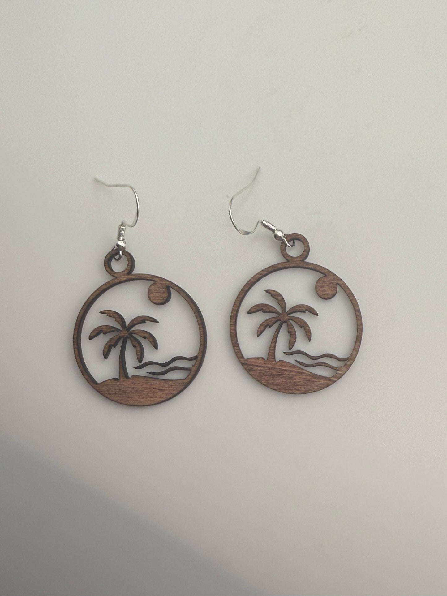 Beach palm tree earrings