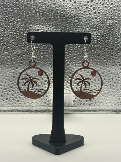 Beach palm tree earrings