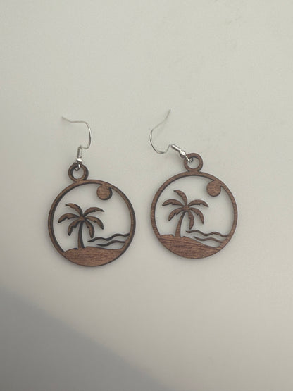 Beach palm tree earrings