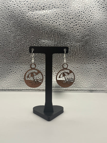 Umbrella beach landscape earrings